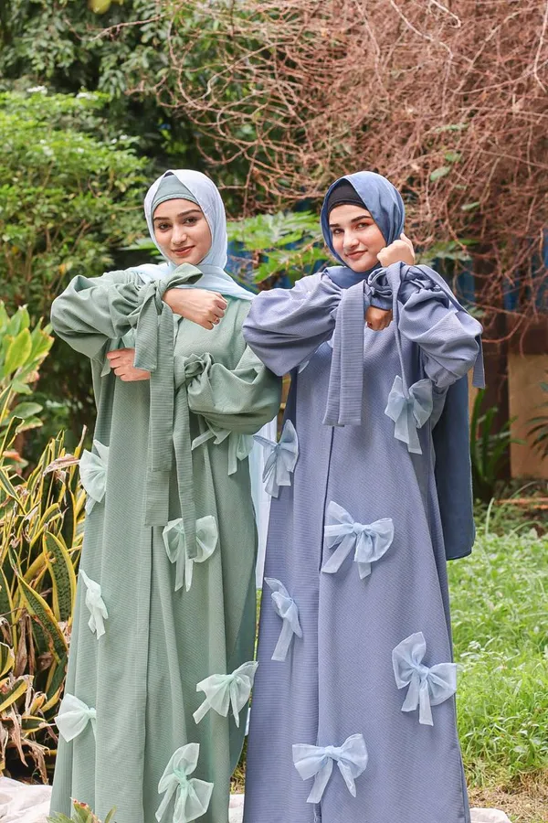 Mint_Popcorn_Fabric_3D_Bow_Abaya_For_Women