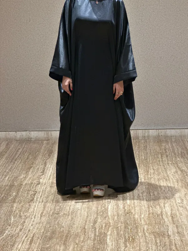 Black_Satin_Butterfly_Abaya_With_Attached_Belt_For_Women