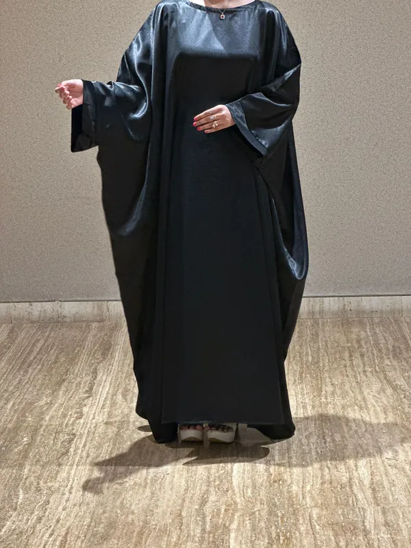 Black_Satin_Butterfly_Abaya_With_Attached_Belt_For_Women