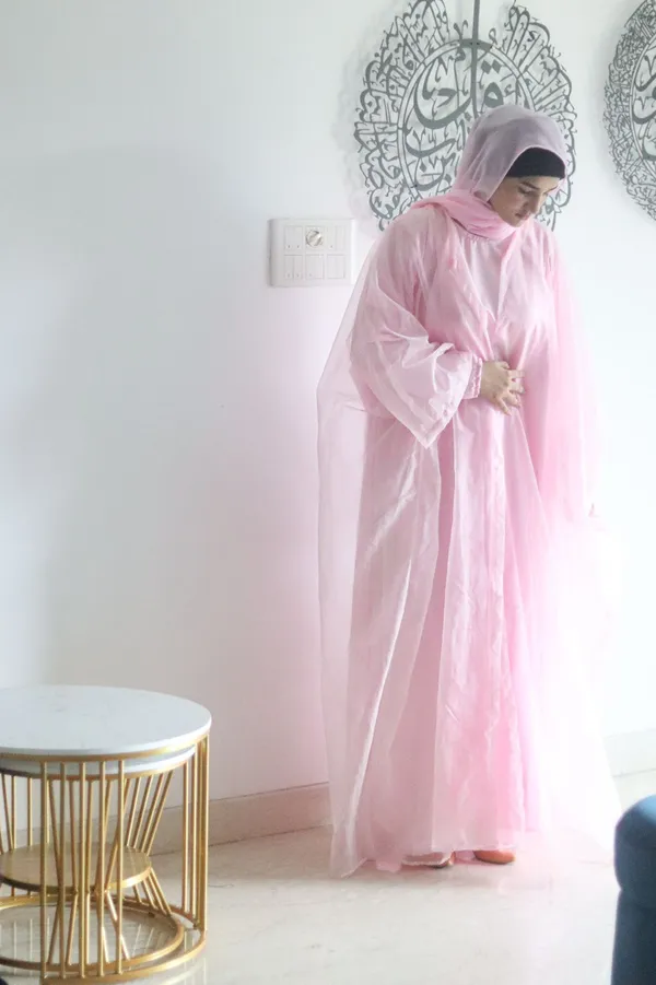 Pink_Festive_Shrug_Abaya_Set_With_Inner_Slit_Hijab_For_Women