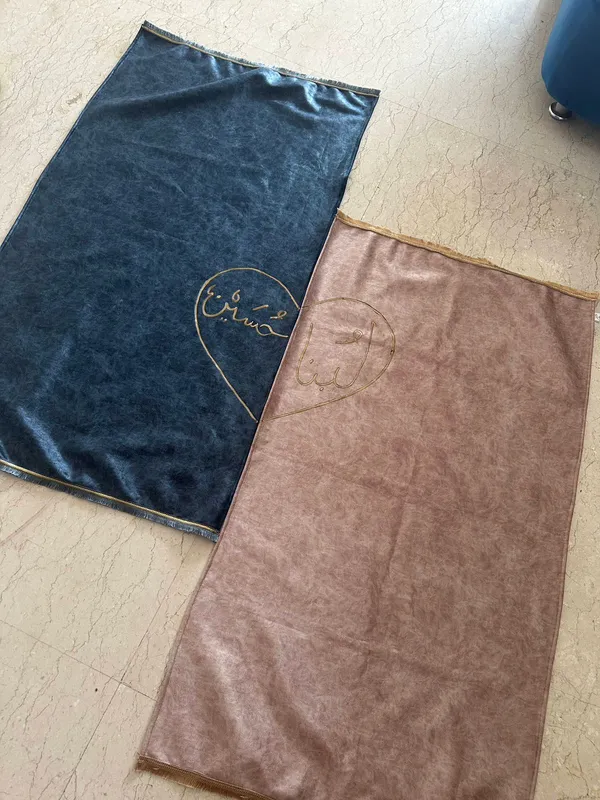 Customised_Heart_Print_Couple_Prayer_Mat_Blue_Cream_Set_Of_2