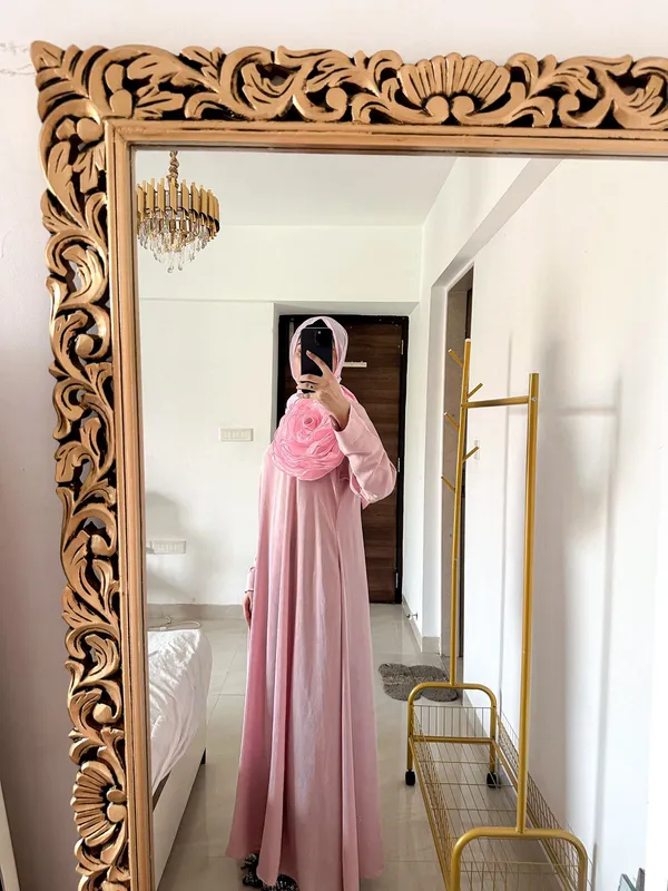 Baby_Pink_3D_Floral_Modest_Dress_For_Women