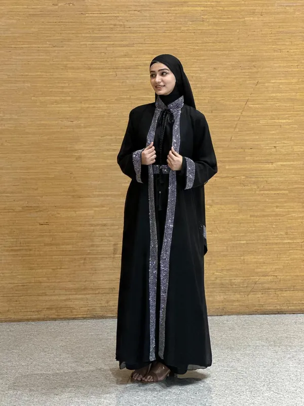 Black_Rhinestone_Stonework_Abaya_With_Hijab_For_Women