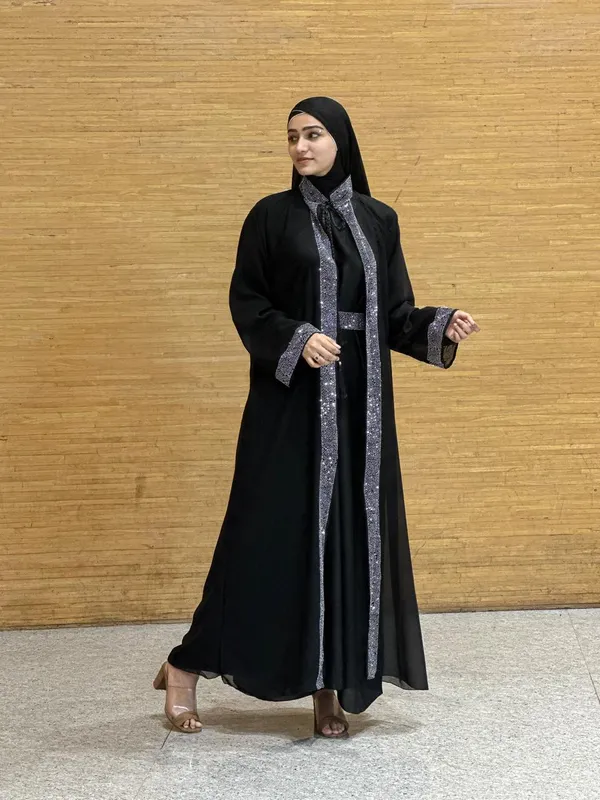 Black_Rhinestone_Stonework_Abaya_With_Hijab_For_Women