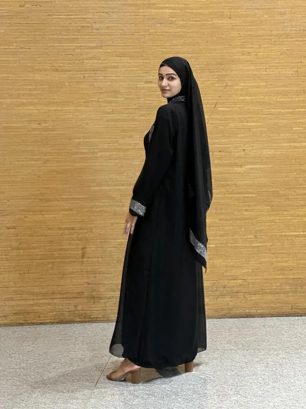 Black_Rhinestone_Stonework_Abaya_With_Hijab_For_Women