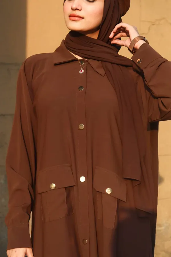 Brown_Everyday_Coat_Style_Abaya_Without_Hijab_For_Women