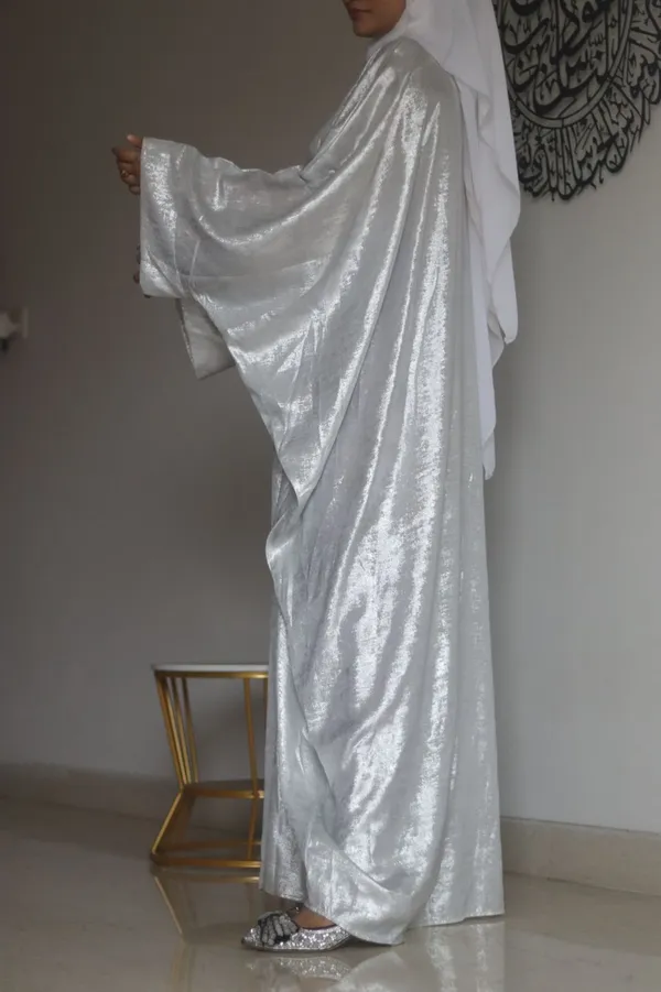 Silver_Shimmer_Abaya_With_Hijab_For_Women