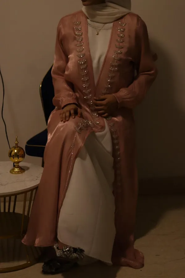 Pink_Tissue_Organza_Embellished_Shrug_Abaya_Full_Set_For_Women