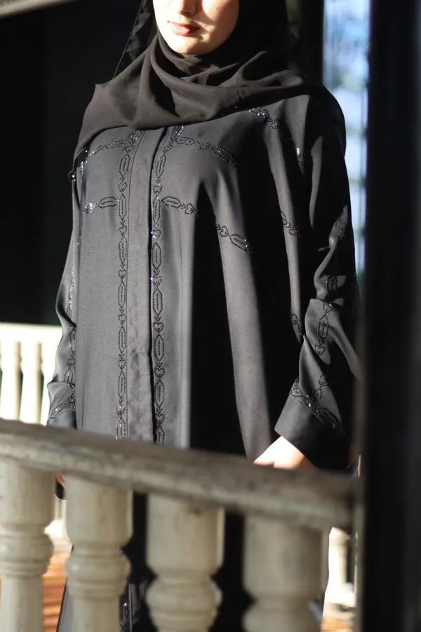 Black_Nida_Rhinestone_Detail_Abaya_With_Niqab_Hijab_For_Women