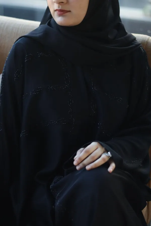 Black_Nida_Rhinestone_Detail_Abaya_With_Niqab_Hijab_For_Women