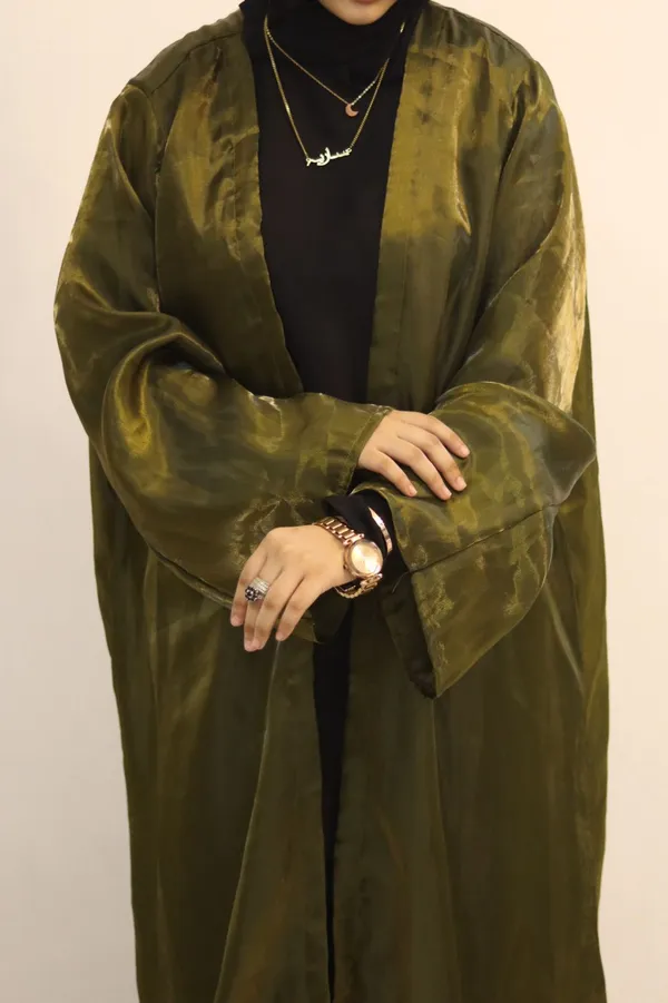 Olive_Green_Organza_Shrug_Abaya_For_Women