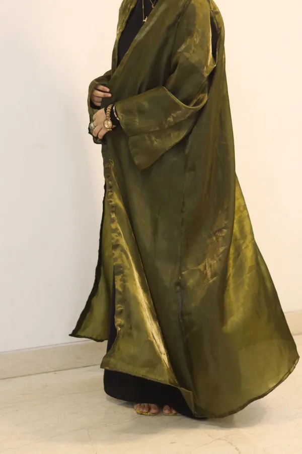 Olive_Green_Organza_Shrug_Abaya_For_Women