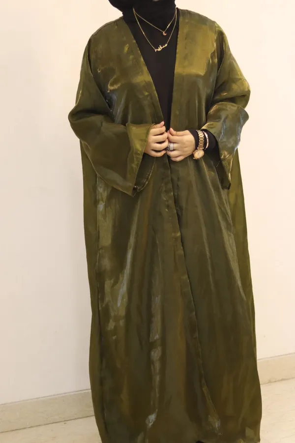 Olive_Green_Organza_Shrug_Abaya_For_Women