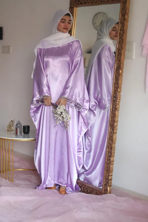 Lilac_Satin_Butterfly_Abaya_With_Attached_Belt_For_Women