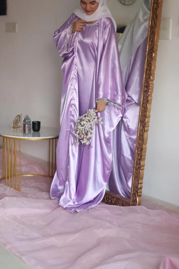 Lilac_Satin_Butterfly_Abaya_With_Attached_Belt_For_Women
