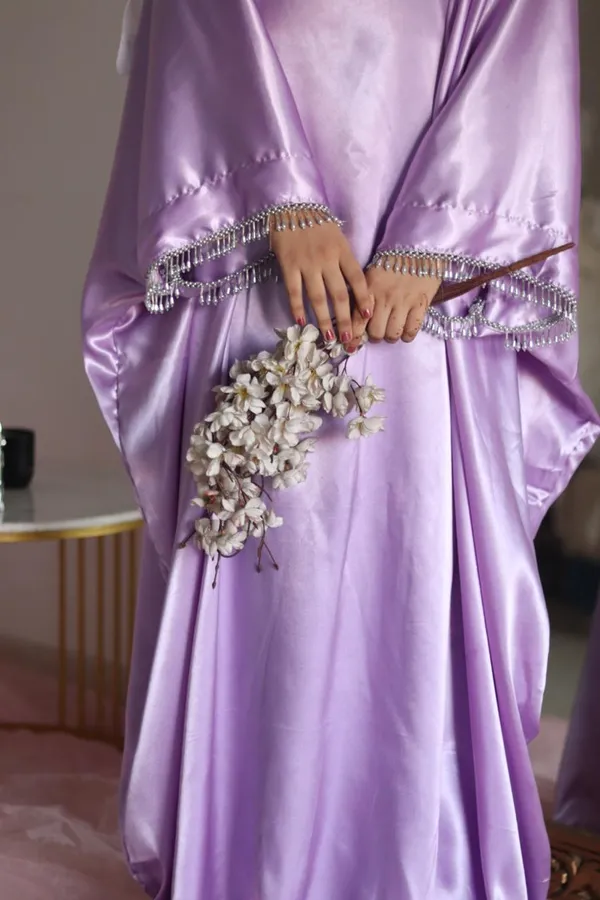 Lilac_Satin_Butterfly_Abaya_With_Attached_Belt_For_Women