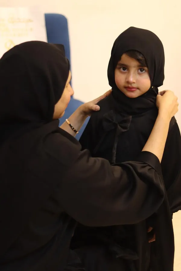 Black_Popcorn_Fabric_3D_Bow_Abaya_For_Girls