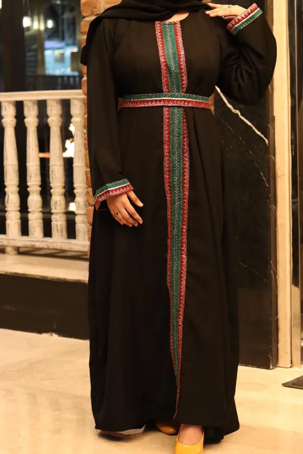 Black_Full-Length_Abaya_With_Hijab_Belt_For_Women