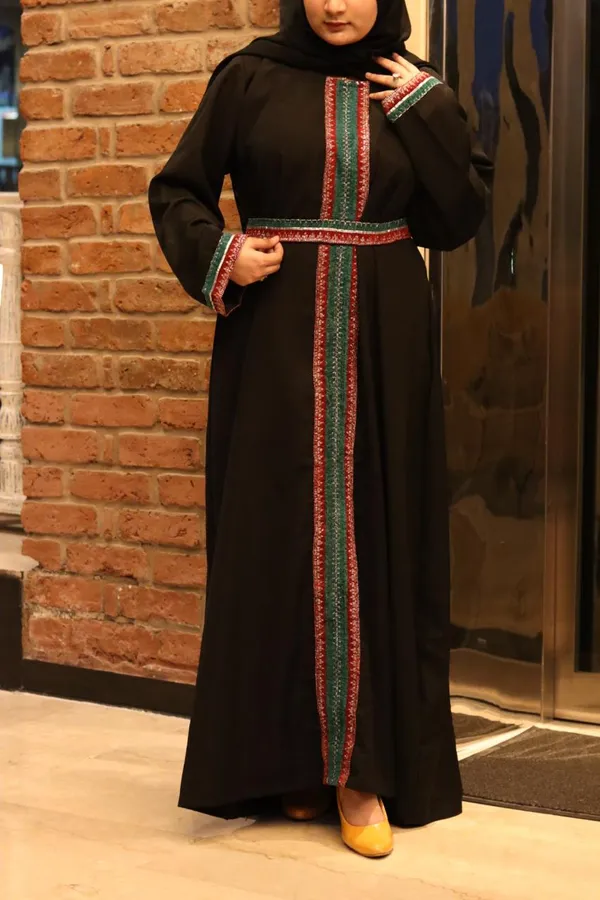 Black_Full-Length_Abaya_With_Hijab_Belt_For_Women