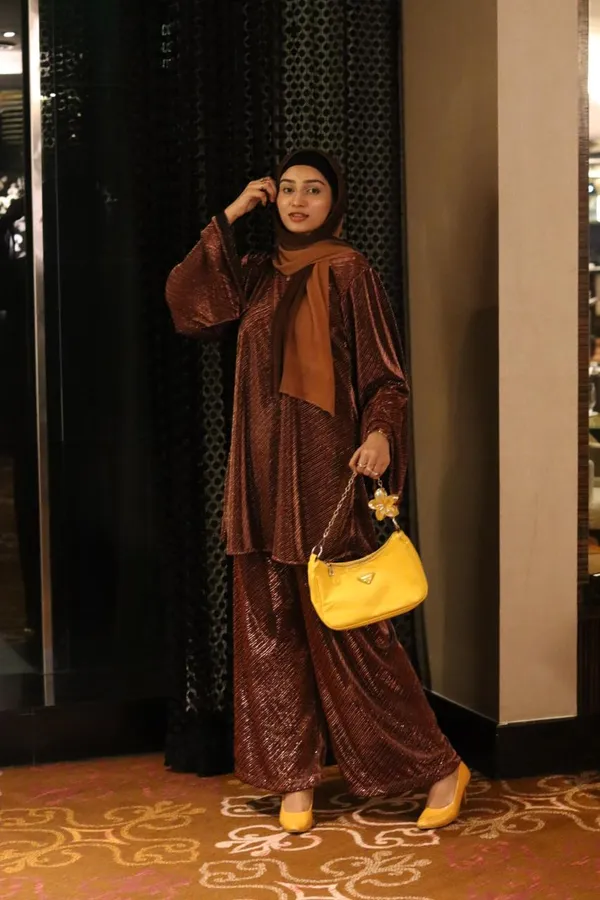 Brown_Shimmer_Coord_Set_For_Women
