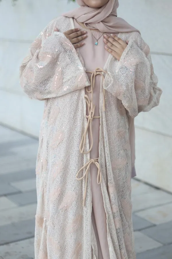 Beige_Shimmery_Feather_Pattern_Layered_Shrug_With_Inner_Slit_For_Women