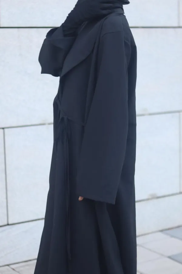 Black_Coat_Fabric_Tie-Up_Coat_Abaya_With_Hijab_For_Women