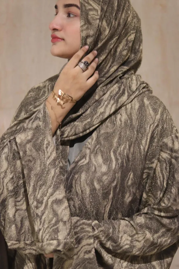 Olive_Shimmery_Marble_3-Piece_Abaya_Set_With_Inner_Slit_Hijab_For_Women
