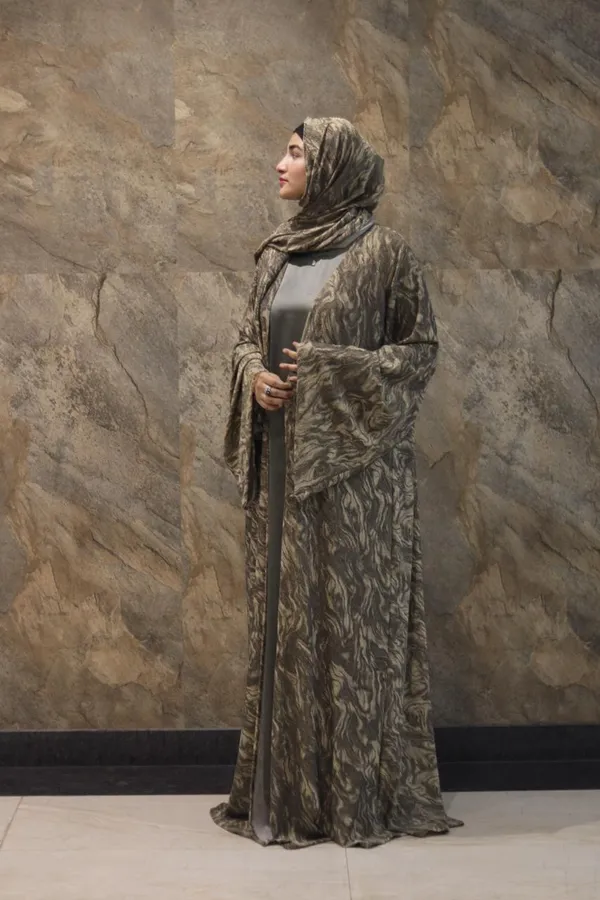 Olive_Shimmery_Marble_3-Piece_Abaya_Set_With_Inner_Slit_Hijab_For_Women