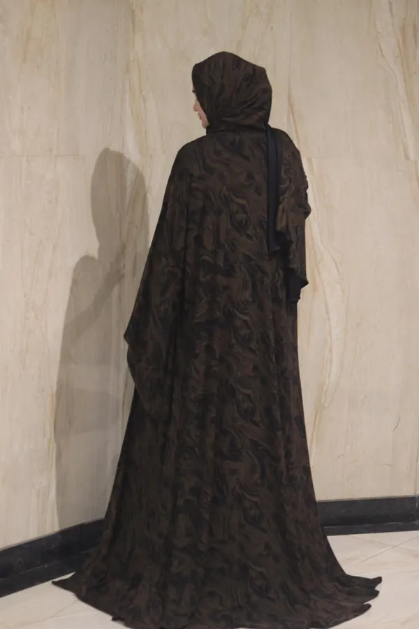 Brown_Shimmer_Marble_Print_3Pc_Abaya_Set_For_Women