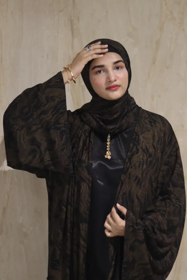 Brown_Shimmer_Marble_Print_3Pc_Abaya_Set_For_Women