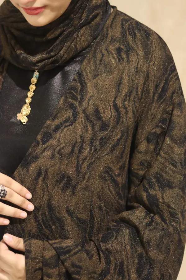 Brown_Shimmer_Marble_Print_3Pc_Abaya_Set_For_Women