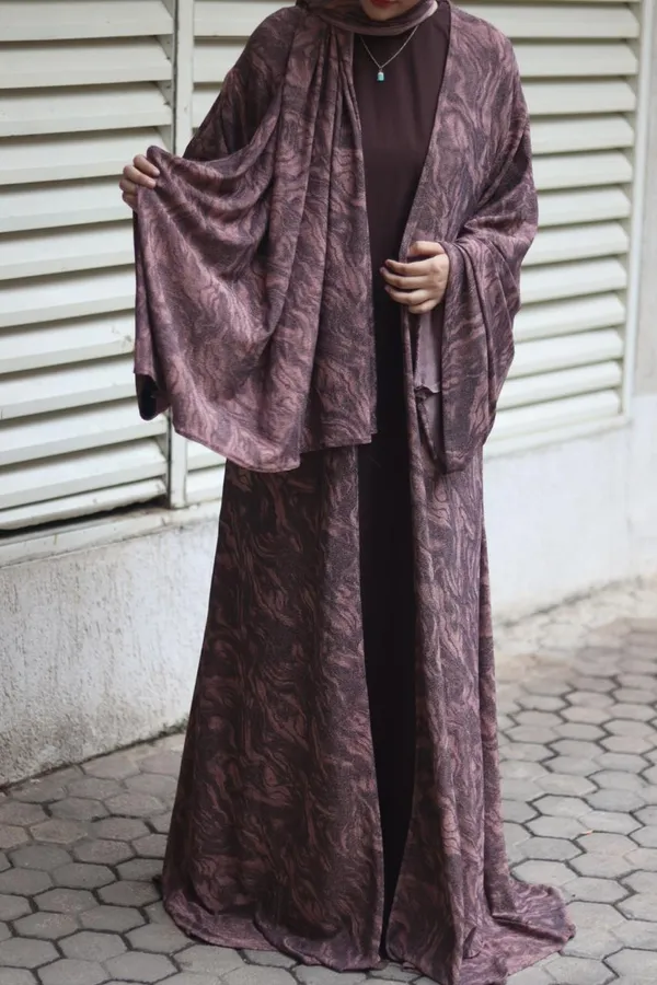 Mauve_Shimmer_Marble_Print_Shrug_Abaya_Set_For_Women