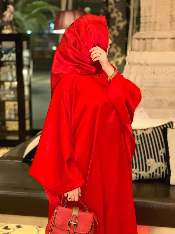Red_Satin_Butterfly_Abaya_With_Attached_Inner_Belt_For_Women