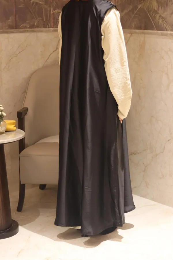 Black_Satin_Sleeveless_Inner_Slit_Dress_For_Women