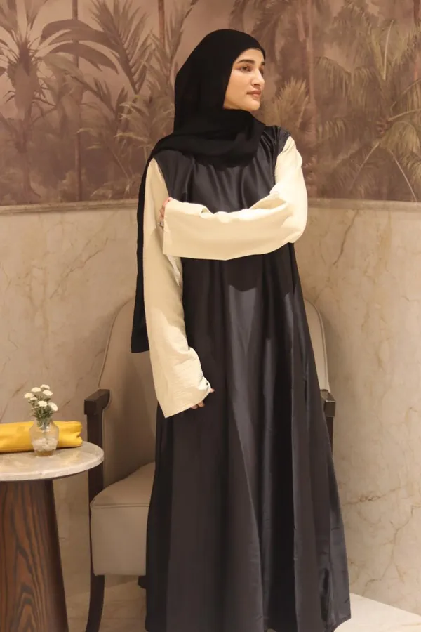 Black_Satin_Sleeveless_Inner_Slit_Dress_For_Women