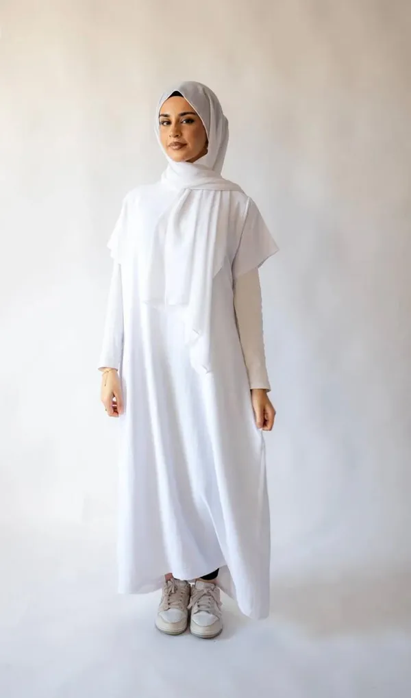 White_Nida_Half_Sleeve_Slit_Inner_For_Women