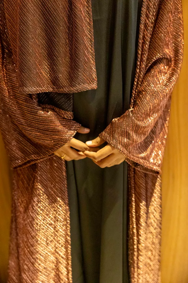 Brown_Metallic_Shimmer_3-Piece_Shrug_Set_With_Hijab_And_Inner_Slit