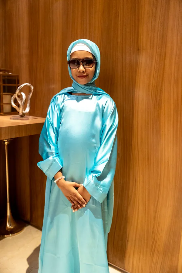 Teal_Satin_Butterfly_Abaya_With_Matching_Hijab_For_Girls