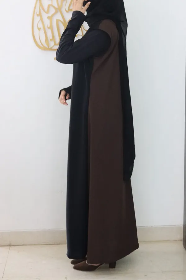 Brown_Black_Nida_Reversible_Sleeveless_Inner_Slit_Dress_For_Women