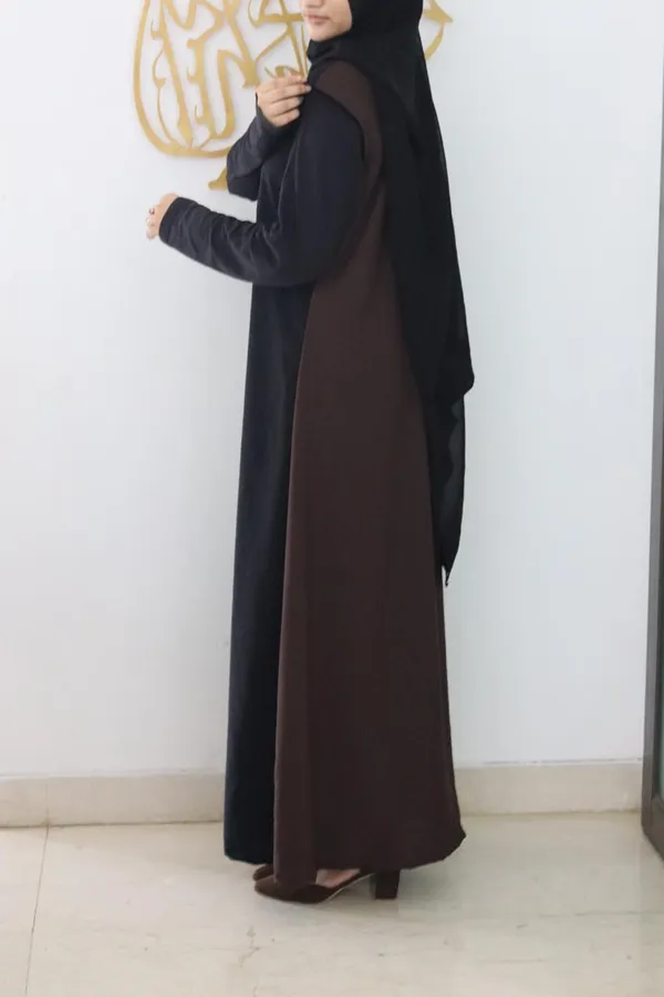 Brown_Black_Nida_Reversible_Sleeveless_Inner_Slit_Dress_For_Women