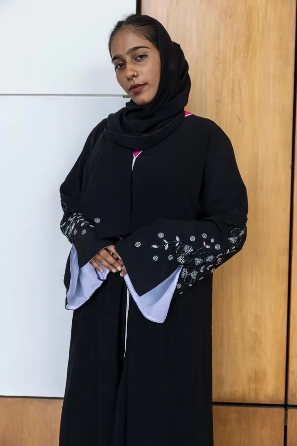 Black_Handwork_Stone_Embellished_Abaya_With_Hijab_For_Women