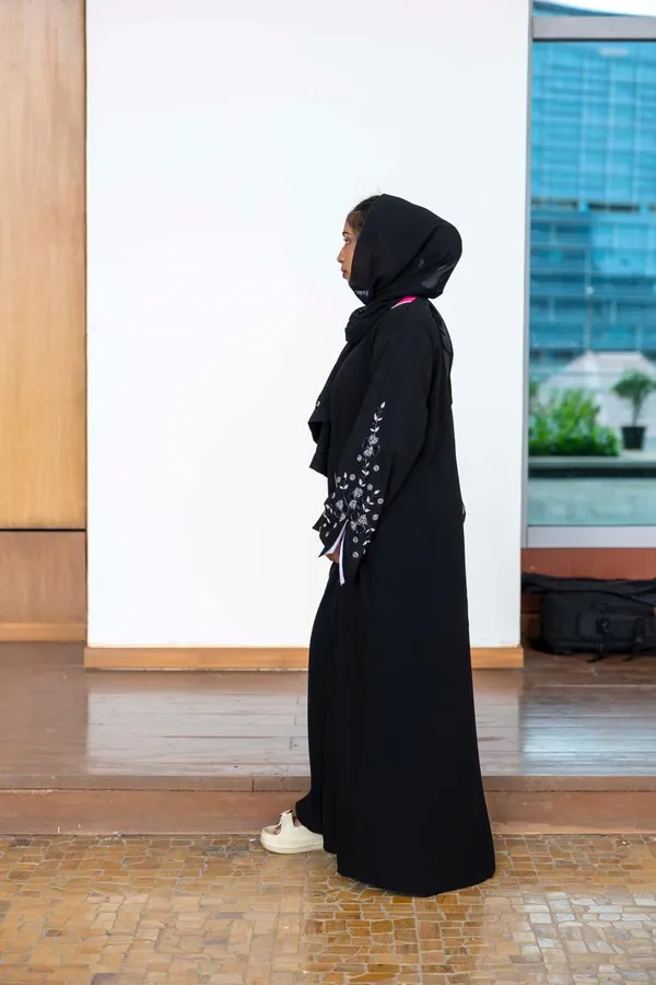Black_Handwork_Stone_Embellished_Abaya_With_Hijab_For_Women