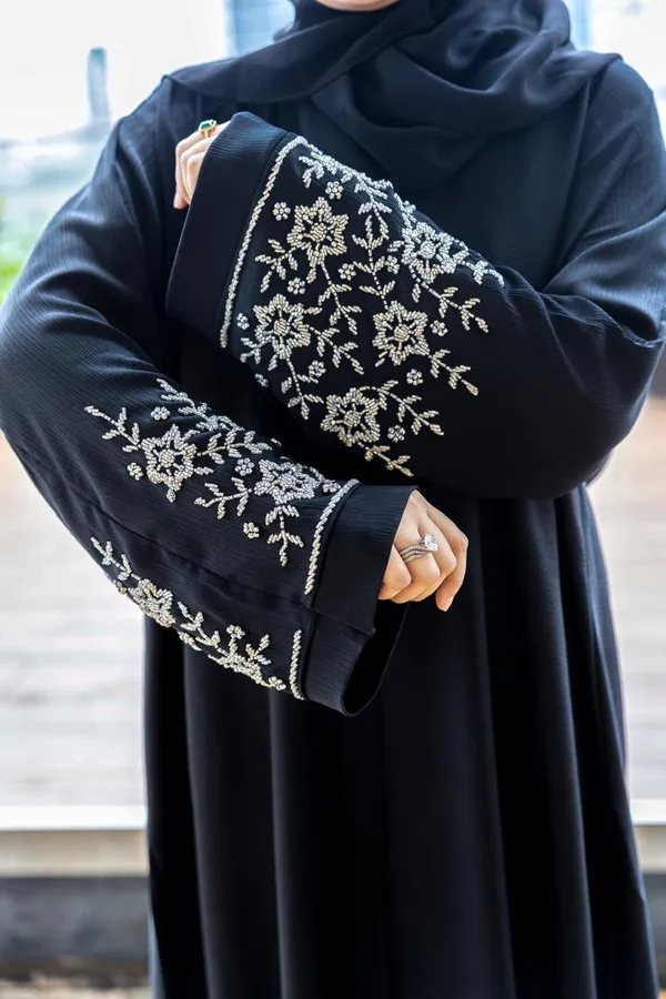 Black_Handwork_Stone_Abaya_With_Hijab_For_Women