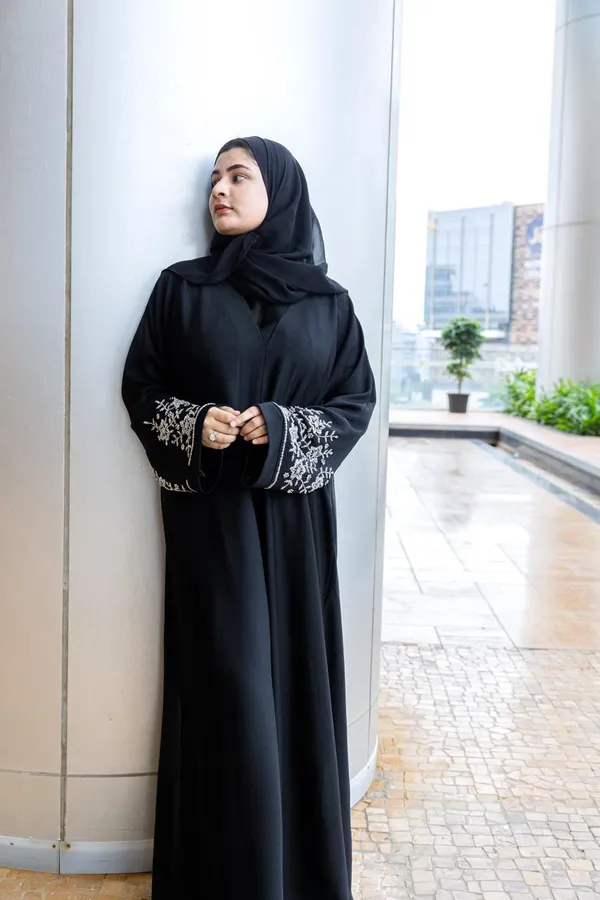Black_Handwork_Stone_Abaya_With_Hijab_For_Women