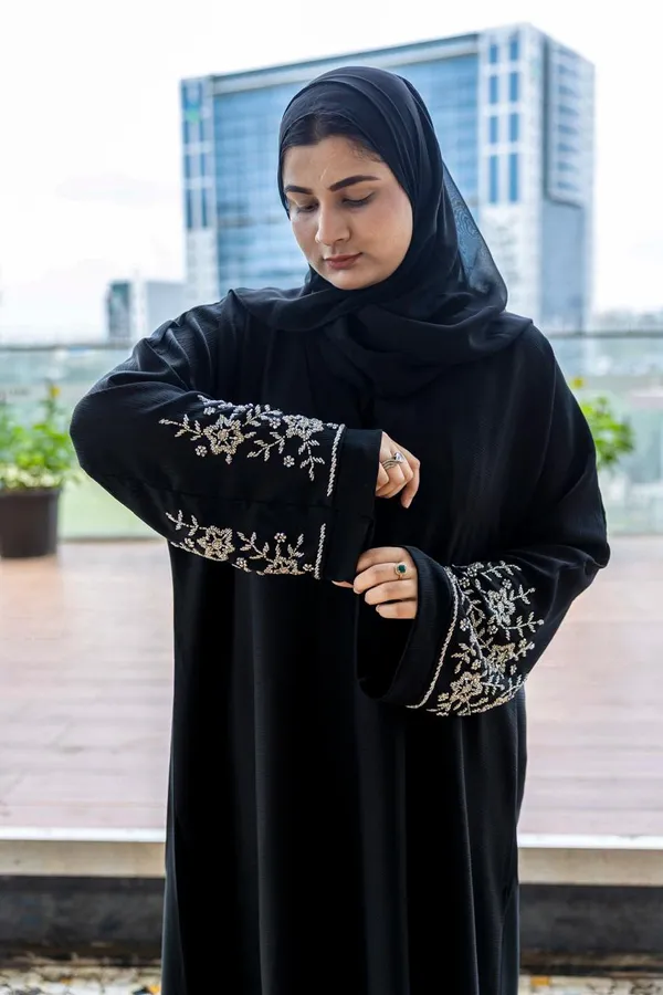 Black_Handwork_Stone_Abaya_With_Hijab_For_Women