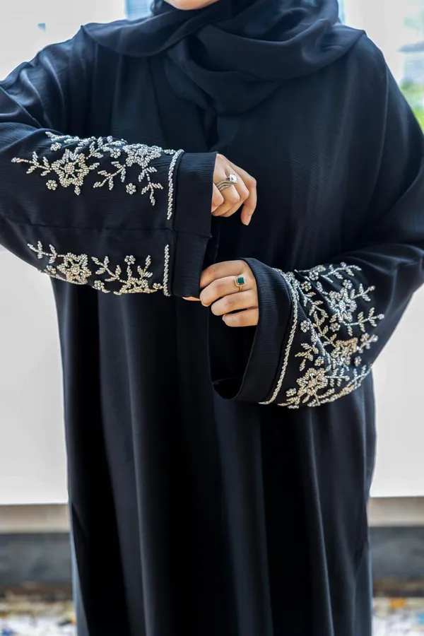 Black_Handwork_Stone_Abaya_With_Hijab_For_Women