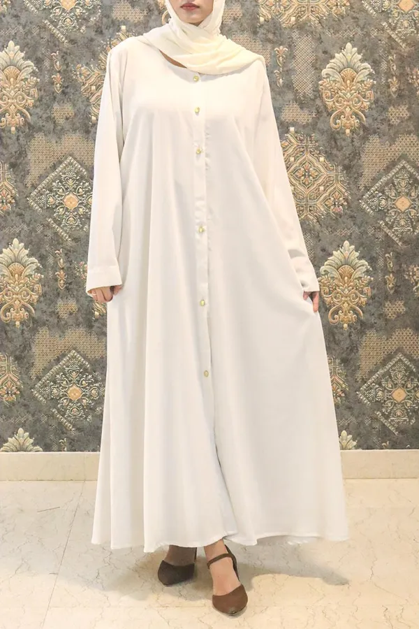 White_Buttoned_Abaya_For_Women