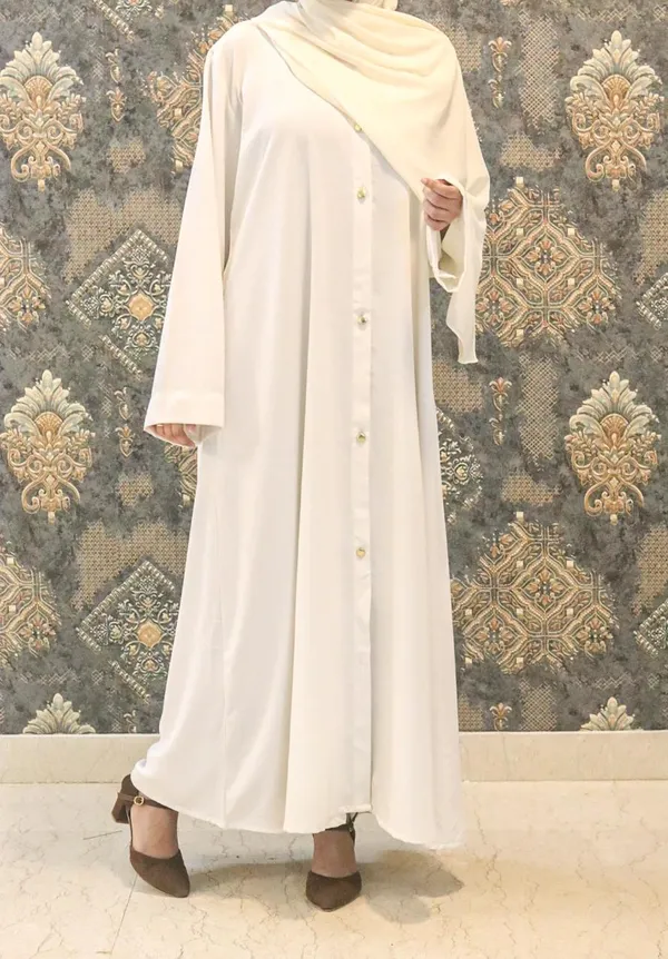 White_Buttoned_Abaya_For_Women