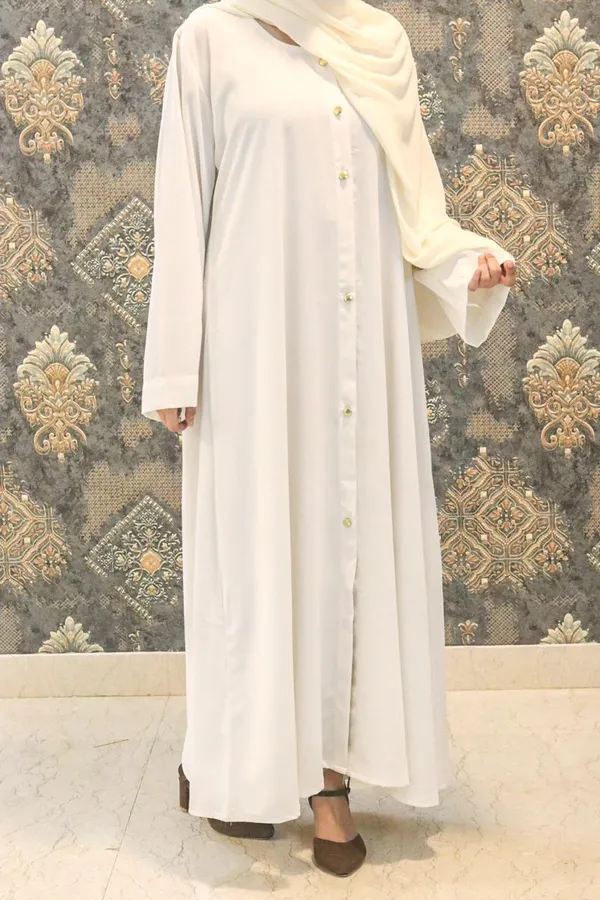 White_Buttoned_Abaya_For_Women