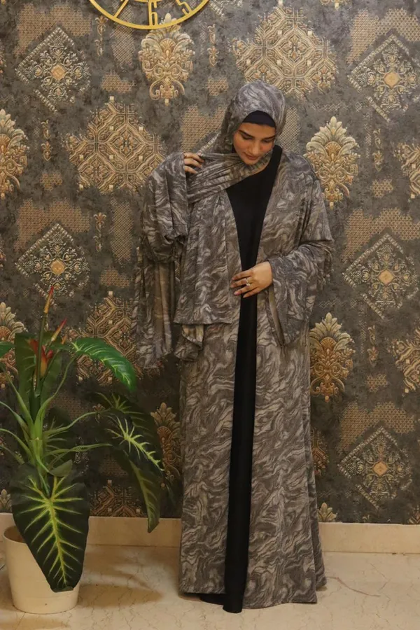 Grey_Shimmery_Marble_3-Piece_Abaya_Set_With_Inner_Slit_Hijab_For_Women